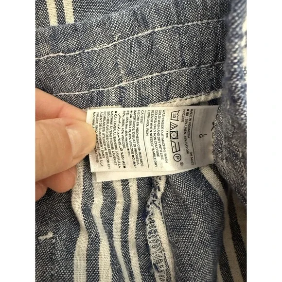 Old Navy Blue/White Striped Wide Leg Pants Women's Sz Large Casual Summer - Picture 7 of 7